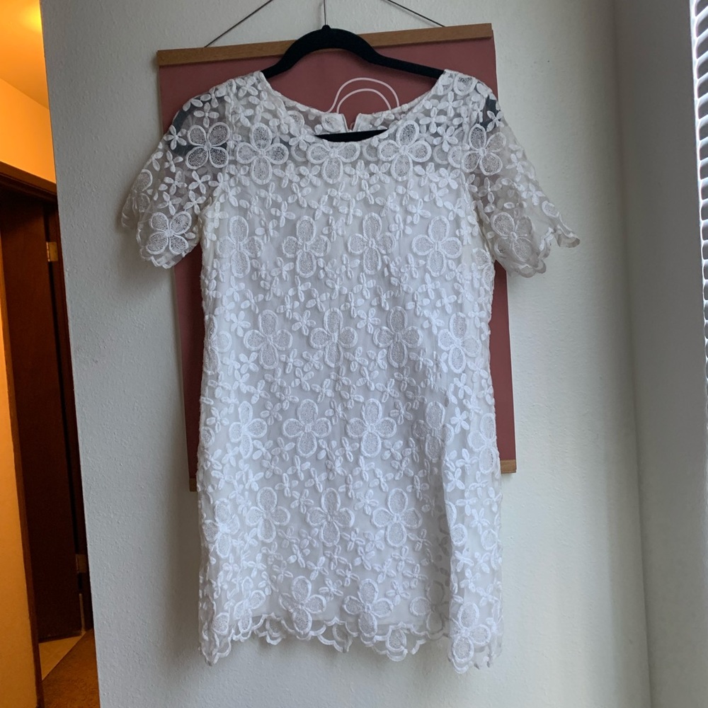 White floral mini dress